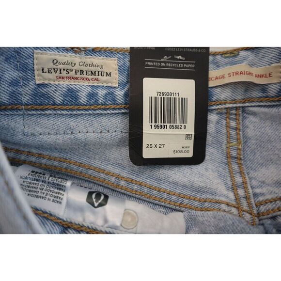 Levi's Premium Women's Sz 25 Blue Ribcage Straight Ankle Denim Jeans - Picture 7 of 8